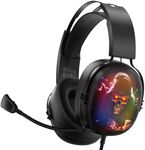 RYR USB Gaming Headset for PC, Gaming Headphones with Noise Cancelling Microphone, 7.1 Surround Sound, RGB Light, 50mm Speakers, Wired Headphones for PS4, PS5 Console, Mac, Laptop (Black) ﻿