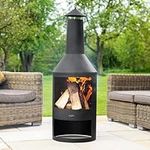 Harrier Steel Chiminea Fire Pits - Small/Medium/Large Outdoor Log Burner | Steel Chiminea Patio Heater with Log Store| Elevate Your Outdoor Ambiance (Large Chiminea)