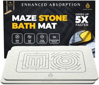 MAZE OASIS Stone Bath Mat - Instant-Drying Diatomaceous Earth Bath Mat with Maze Pattern - Super Absorbent Non-Slip - Quick Dry Stone Bath Mats for Bathroom, Kitchen - 23.6 x 15.3 in - 2pc