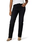 Wrangler Women's High Rise True Straight Fit Jean, Midnight Black, 16-32