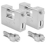 Kurtzy Heavy Duty 1kg Padlocks with 10 Keys (2 Pack) - Hardened Solid Steel Hardware Monoblock Lock - 12mm Thick Shackle - Protect Garages, Containers, Sheds, Shutters, Lockers, Gates and Warehouses