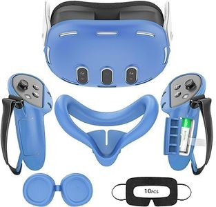 Relohas Deluxe VR Accessories for Meta Quest 3, 4 in 1 Silicone Protective Case Set for Oculus Quest 3, Controller Grip Cover, VR Shell Cover, Face Cover, Gifts for Christmas & Halloween (Light Blue)