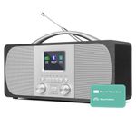 DAB Radio Mains Powered | Digital Radios Mains and Battery | DAB+ Radio Alarm Clock | FM Radio,Bluetooth Radio,Dual Alarm | Powerful Stereo | Acoustic Wood Cabinet | 40 Presets,Headphone Jack | LEMEGA