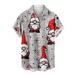 tuduoms Mens Christmas Bowling Shirt Big and Tall Hawaiian Shirts Short Sleeve Casual Button Down T-Shirt Cuban Camp Shirt, Gray, XX-Large