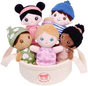 OUOZZZ Soft Baby Dolls – Set of 5 Multicultural 8.8″ Little People Dolls in Basket | Ideal 1 Year Old Girl Gifts & Baby Girl Gifts, First Birthday Toys for 1 Year Old Girl