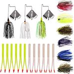 Fishing Lures Bass Buzzbait Kit Spinner Baits Jigs SpinnerBait Fishing Skirts Lures Sharp Fishing Hooks for Freshwater Pike Trout Salmon Fishing Lure Kits-21pcs
