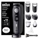 Braun Beard Trimmer Series 9 BT9441, Beard Trimmer Men Rechargeable, Trimmer with Barber Tools and 180-min Runtime, Hair and Beard Trimmers for Men, Black