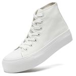 Xraehni Womens Mens High Top Canvas Sneakers Platform Casual Shoes Classic Lace-Up Comfortable Fashion Sneakers White