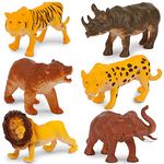 Zest 4 Toyz Set of 6 Wild Life Animal Jungle Model Toys Figure Playing Set Educational Gift Toys for Kids (Multi Color)