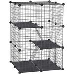 PawHut Rabbit Cage 39 Panels DIY Pet Playpen Small Animal Cage for Hedgehog Bunny Guinea Pig Chinchilla Ferret Kitten with Mallet Connectors and Cable Ties