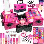 Kids Makeup Kit for Girl - 52 PCS Safe and Washable Makeup for Kids, Real Girls Toddler Make Up Kit with Cosmetic Case, Girls Toys Age 4-12, Princess Toys Birthday Gifts