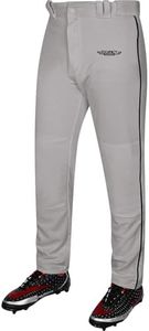 Exxact Sports Home Run Boys Baseball Pants with Piping - Full-Length, Semi-Relaxed Fit, Open-Bottom Youth Baseball Pants - (YM, Grey/Black Piping)