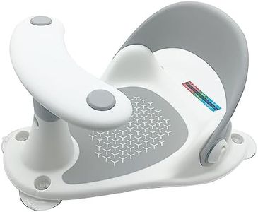 Baby Bath Seat, Portable Babies Bathtub Seat Bath Shower Chair with 4 Secure Suction Cups Water Thermometer Non–Slip Soft Mat, Bath Chair for Baby 6-36 Months, (Grey)