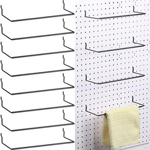 8 Pcs Paper Towel Holder for Pegboard Extendable Peg Board Organizer Accessories Pegboard Paper Towel Holder Pegboard Accessories for Craft Room, Laundry Room, Kitchen, Bathroom, Workshop (Black)
