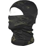 QMFIVE Tactical Mask, Airsoft Camouflage Flexible Full Face Protective Mask Headwear for Outdoor Hunting Ninja Hood(Black Camo)