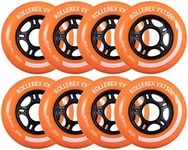 Rollerex VXT500 Inline Skate Wheels (8-Pack) (Various Size & Color Options Available) -Indoor Outdoor- Intended for Roller Blade Wheel Replacement (Sunrise Orange, 76mm)