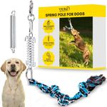 Durable Spring Pole for Pitbull - Strong Dog Rope Toy & 2 Different Capacity Springs Included - Ideal for Medium to Large Dogs & Puppies - Safe Outdoor Exercise, Pull & Tug of War Toy - Muscle Builder