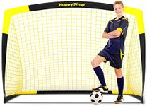 Happy Jump Football Goal Pop up Football Net Post for Garden Football Training 1 Pack (5'x3.6', Black+Yellow)