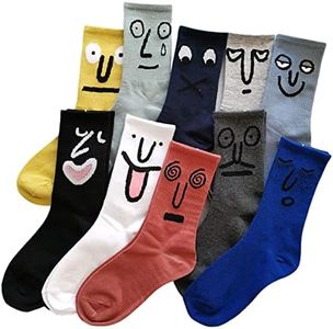 OurSuperDeals Cool Funky fun Silly Socks for Men Women Teens Graphic Funny Cute Face Novelty Weird Cotton Crew Colorful Socks, 10 Pairs Funny Socks, Medium