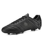 DREAM PAIRS Men's 160471-M Black Grey Cleats Football Boots Soccer Shoes Size 10 US/ 9 UK