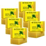 Simply Vedic Vit.C 6-Pack Lemon Mint Soap Bar For Body, Hand, Face|Made with Lemon Essential Oil, 100%Vegan Cold Pressed With Coconut Oil for Brightening and a Refreshing bath, Hand-Made (3.5 Oz.X 6)