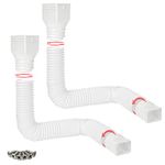 HOXHA Gutter Downspout Extensions 2 Pack Flexible Rain Gutter Down Spout for Outdoor Gutter Splash Block Drain Extender Extendable from 21 to 58 Inches, White