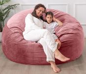 WhatsBedding [Velvet Fabric] Large Bean Bag Chair: 3 ft Memory Foam Bean Bag Chairs for Teens with Filling,Kids Bean Bag Chair with Filler Included,Soft Faux Fur Fabric,Pink,3 Foot