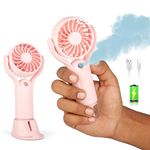 Gesto Mini Portable Usb Hand Fan or DC Fan - 3 Speed Modes Handheld Fan for Summer With 1200 mAh Battery| Rechargable Mist Fan With Water Spray | Portable Misting Fan for Makeup,Kitchen,Travel (Pink)