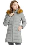 Orolay Women's Thickened Down Jacket Winter Coat with Hood Medium Puffer Quilted Downcoat Grey XS