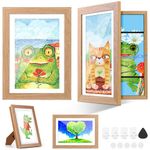 A4 Kids Artwork Display Frames - 2 Pcs Picture Frames for Childrens, Art Photo Frames Front Opening, 25X34cm Wooden A4 Frame with Holder, for Wall Art Display, A4 Box Frame, Living Room, Bedroom