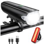 CIRYCASE Bike Lights with Wide Beam, 1200 Lumens Bike Lights Front and Back, IP65 Waterproof & USB Rechargeable, 3+5 Warning Light Modes, Long-Lasting Mountain Road Bicycle Light Set for Riding