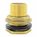 Metaland 3/4" Male Brass Water Tank Connector Bulkhead Tank Fitting for Rain Barrels, Aquariums, Tubs, Pools