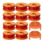 esmusssein 10pcs Strimmer Spool Line for W-orx, Auto Edger Spools Replacement for W-orx Weed Eater Trimmer WG163 WG180 WG175 WG150 WG160 3m/1.65mm with 2pcs WA0010 Cover