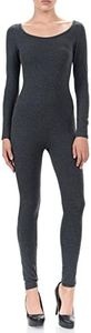 7Wins JJJ Women Catsuit Cotton Lycra Tank Long Sleeve Yoga Bodysuit Jumpsuit (X-Large, Charcoal)