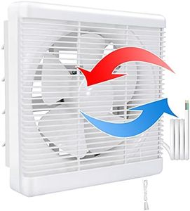 HUGOOME 8-inch Exhaust Shutter Fan Ø 200mm 500m³/h, 2 Direction Reversible Strong Airflow Wall Mounted Vent Fans, Ventilation Blower for Bathroom Attic Window Basement (No Plug)