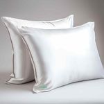 COOLBEDS Satin Pillow Covers for Hair & Skin - Silk Pillow Case Set of 2 with 3 Hair Scrunchies for Women - 400 Thread Count - Envelope Closure (Ivory)