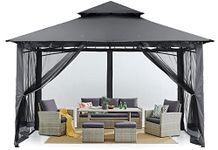 MASTERCANOPY 3x3 Outdoor Gazebo for Patios Steel Frame with Mosquito Netting for Backyard Deck Lawn Garden (Dark Gray)