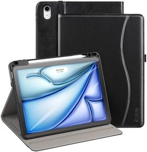 ZtotopCases for iPad Air 11 Inch Case M2 2024, iPad Air 5th/4th Generation Case 10.9 Inch 2022/2020 with Pencil Holder & Pocket, Premium PU Leather Folio Cover for iPad Air 6th 11 Inch Case, Black