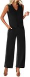 KIRUNDO Two Piece Summer Sets Sleeveless Vest Blazer Long Work Pants Suit Set Business Casual Clothes for Women Work Outfits Womens Fashion 2024(Black, Small)