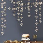 Diamond Heart Hanging Party Decoration Double Sided Glitter Metallic Paper Garland Banner for Bachelorette Engagement Wedding and Bridal Shower Anniversary Hen Party Supplies (champagne gold)