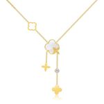 HMOOY Butterfly Clover Necklace For Women 18K Thin Chain Rose Gold Butterfly Pendant, Minimalistic Beautiful Charm Necklace (Clover)