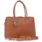 Catwalk Collection Handbags - Women's Leather Work Tote Bag With Zip - Large Shoulder Bag - Detachable Cross Body Strap - GROSVENOR - Tan