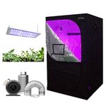 SunStream Grow Tent Complete Kit Hydroponic Growing System Double Switch LED Grow Light+ Carbon Filter Duct Combo+Grow Tent Kit (Grow Tent 90cm x 90cm x 200cm+Dual Led+4 Inch Fan/Filter/Ducting Combo)