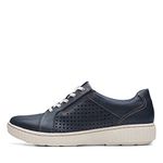 Clarks Collection Women's Caroline Ella Sneaker, Navy Leather, 8 Wide US