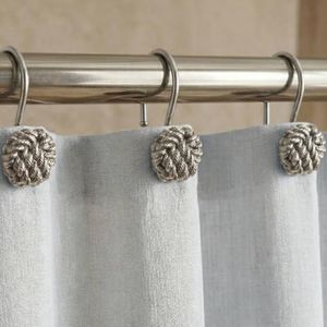 Decorative Shower Curtain Hooks Rings: PopKozzi Rust Proof Brushed Nickel Metal Shower Curtain Rings - Boho Nautical Silver Shower Curtain Hangers for Bathroom - Set of 12