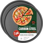 DecorRack 2 Pack 13.2 Inch Non-Stick Pizza Pans, Serving Sheet and Round Baking Tray, Everyday Bakeware (Pack of 2)