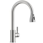 APPASO Kitchen Taps Stainless Steel, Kitchen Sink Faucet with Pull Down Sprayer 3 Modes, Brushed Nickel Modern Faucet Kitchen High Arch Faucet