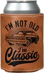 Funny Gifts for Men Dad Him Husband Grandpa, I'm Not Old I'm Classic Leather Can Cooler Sleeves Holder Koozies 12 oz, Men Christmas Gifts - 40th 50th 60th 70th 80th Birthday Gifts Ideas