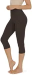 ODODOS Women's High Waisted Yoga Capris with Pockets,Tummy Control Non See Through Workout Sports Running Capri Leggings, Dark Brown, XX-Large