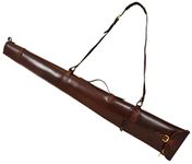 House of Luggage Real Leather Rifle Carry Case Gun Slip Bag for Shotgun with Handle HLG230 Brown